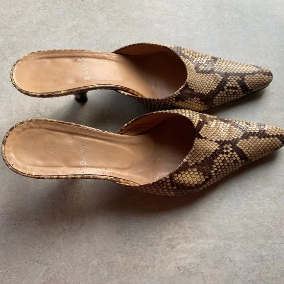 Bally Women's Tan and Brown Snakeskin Mules Vintage - Picture 4 of 7